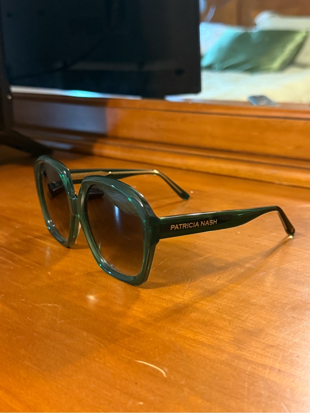 Patricia Nash Dark Green Square Acetate Sunglasses